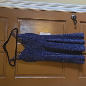 Honey & Rosie-Shimmery navy V neck strappy A line dress Size M NWT.